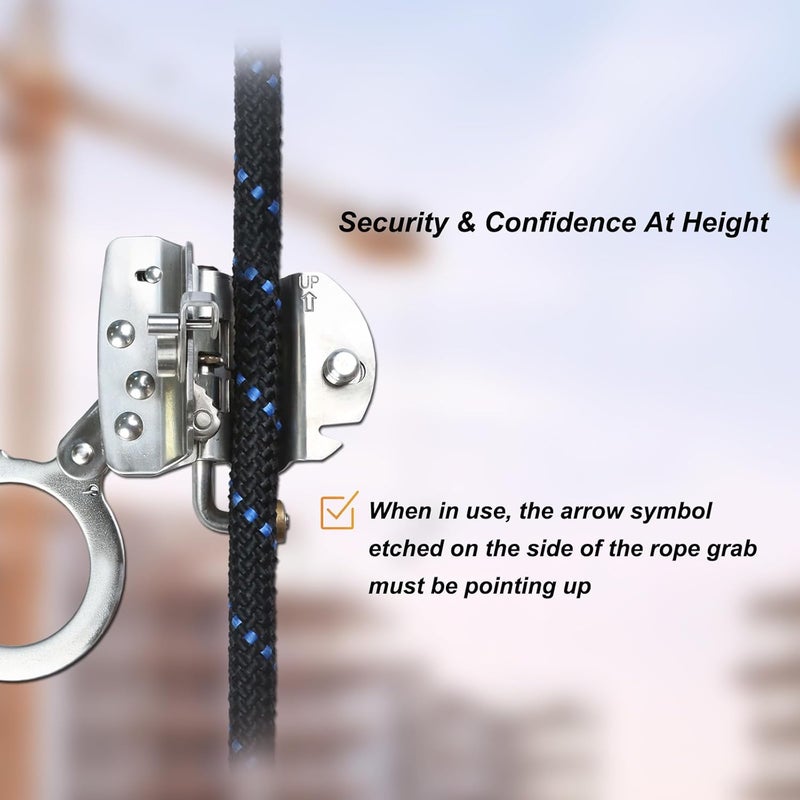FHFallArrest Stainless Steel Anti Panic Trailing Rope Grab, for 5/8" Rope Diameter Fall Protection - Image 3
